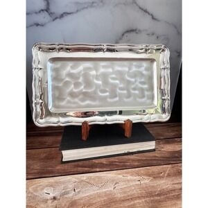 WMF Ikora Silverplated Rectangular Serving Tray Scalloped Rim Germany 7459